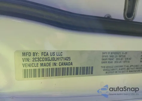 2020 Dodge Charger Scat Pack Rwd from USA, damaged, VIN 2C3CDXGJ0LH171425